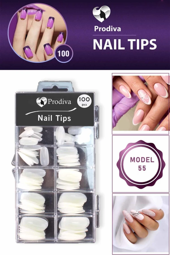 Prodiva 100'lü Kutulu Takma Tırnak - Nail Tips 55 No ürün görseli 1