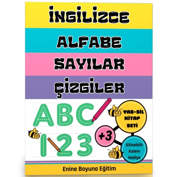 İngilizce Alfabe-Sayılar-Çizgiler YAZ-SİL Kitap Seti ürün görseli 1
