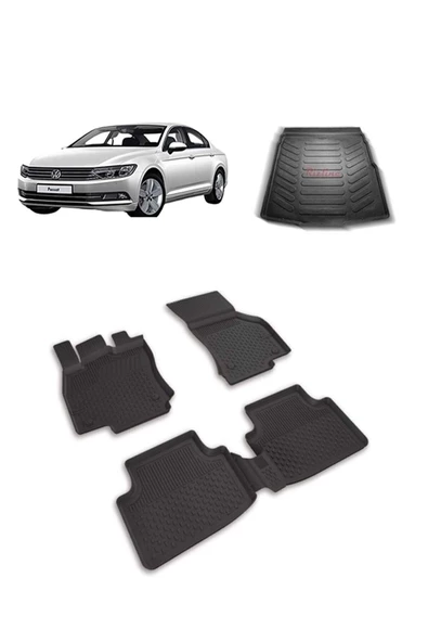 Volkswagen Passat B8-B8.5  2015 ve  Sonrası Sahler 4.5D Paspas Rizline 3D Bagaj Havuzu Set ürün görseli 1