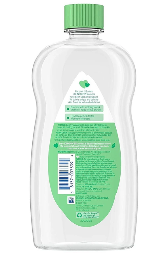 Johnsons Aloe & Vitamin E Bebek Yağı 591ML - Resim 2