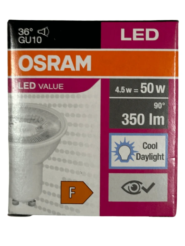 Osram Par16 4.5W (50W) 6500K (Beyaz Işık) GU10 Duylu Led Spot ürün görseli 1