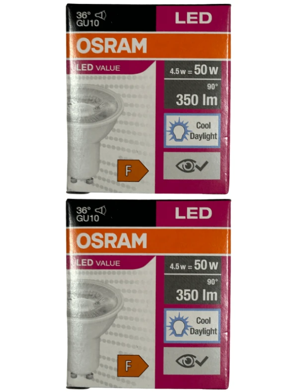 Osram Par16 4.5W (50W) 6500K (Beyaz Işık) GU10 Duylu Led Spot (2 Adet) ürün görseli 1