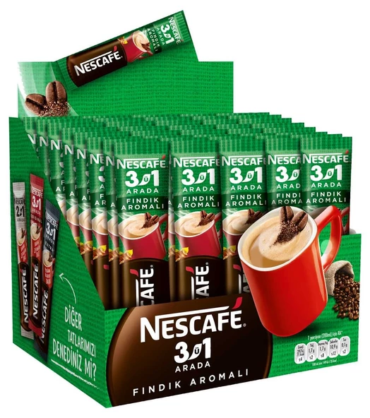 Nescafe 3ü1 Arada Fındık Aromalı Hazır Kahve 17 gr 48 Adet ürün görseli 1