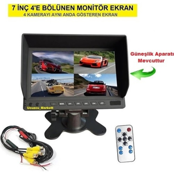 7 Inç Monitör Ekran ekranı 4 e böler (4 Kamerayı Aynı Anda Gösteren Ekran) ürün görseli 1