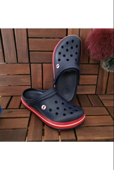 Akınal Bella Unisex Sabo Terlik Hastane Terliği Lacivert-Kırmızı ürün görseli 1