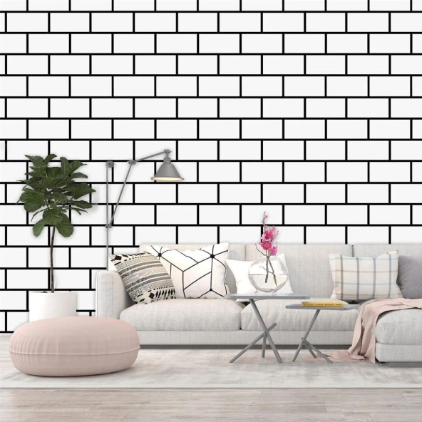 Renkli Duvarlar 60x30cm Shiny Beyaz Tuğla Desen Kendinden Yapışkanlı Karavan Prefabrik Banyo Wc Duvar Kaplama Paneli ürün görseli 1