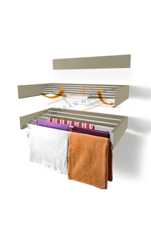 Kurutmalık Çamaşır Askısı - Duvara Monte Çamaşırlık - Patentli Tasarım (CAPPUCCİNO-70CM) ürün görseli 1