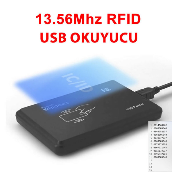 13.56Mhz Usb Rfid Okuyucu RFID Manyetik Kart Anahtarlık Etiket Okuyucu Personel Takip Kapı Giriş ürün görseli 1