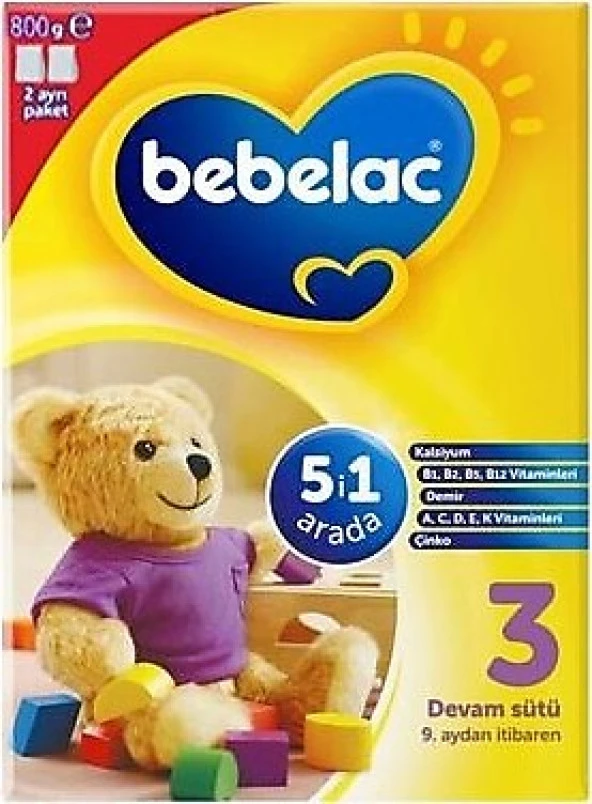 Bebelac 3 Devam Sütü 9 Ay+ 800 gr ürün görseli 1