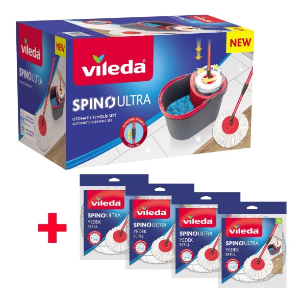 Vileda Spino Ultra Otomatik Temizlik Seti + 4 Yedek Paspas ürün görseli 1