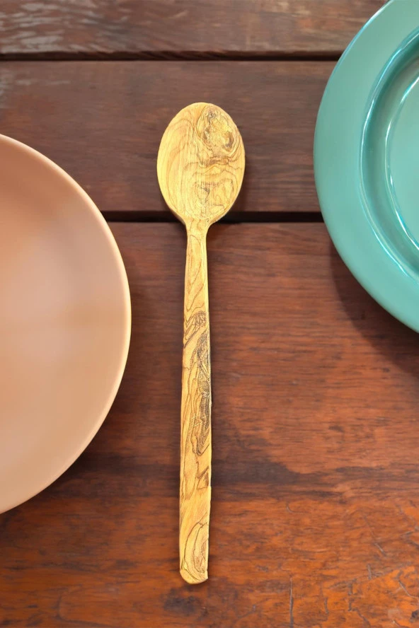 Zeytin Ağacı Kaşık 25 Cm | El Yapımı Ahşap Kaşık Doğal Ağaç ürün görseli 1