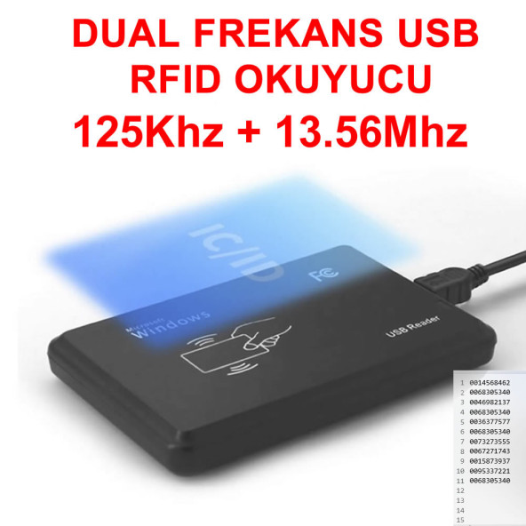 Çift Frekans 13.56Mhz ve 125Khz Usb Rfid Okuyucu Dual RFID Manyetik Kart Anahtarlık Etiket ürün görseli 1