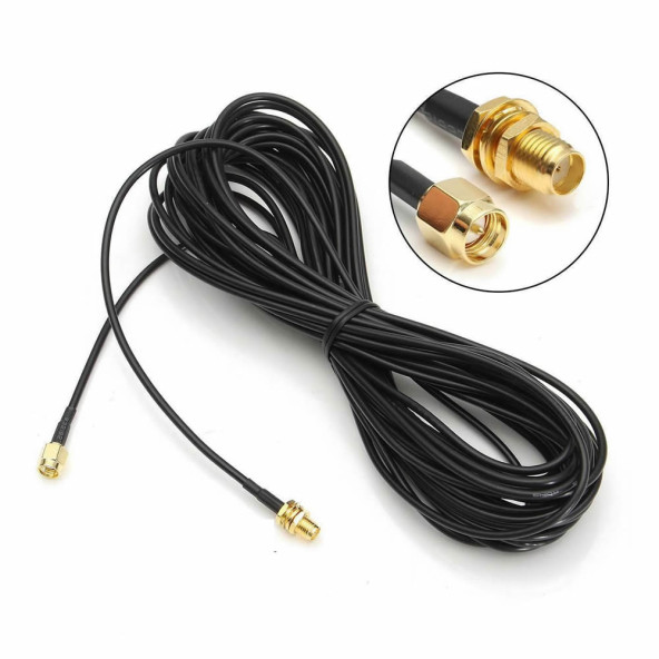 RG174 50 ohm Koaksiyel SMA Erkek Dişi 10 Metre Kablo RF Sinyal Uzatma Kablosu 0-6Ghz Koeksiyel ürün görseli 1