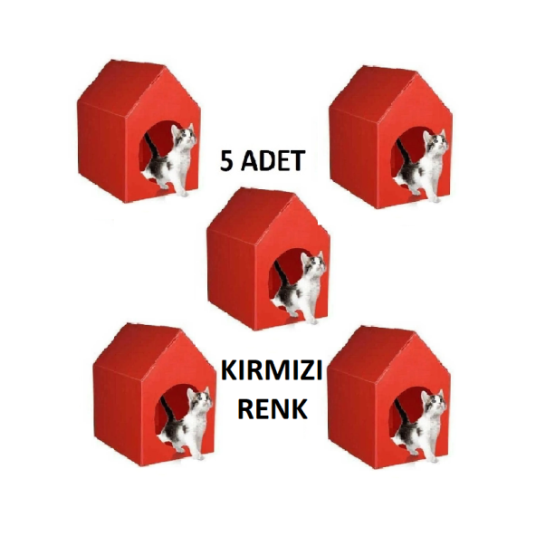 5 ADET Kırmızı Kedi Köpek Evi Kulübesi Yuvası Plastik Demonte Taşınabilir ürün görseli 1