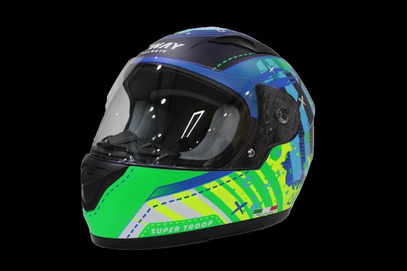 KASK ÇOCUK SWAY 815K GLOSS ALIEN BLUE/GREEN FULL FACE ürün görseli 1