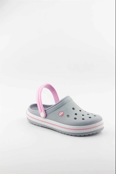 Akınal Bella Unisex Sabo Terlik Hastane Terliği Buz Gri-Pembe ürün görseli 1