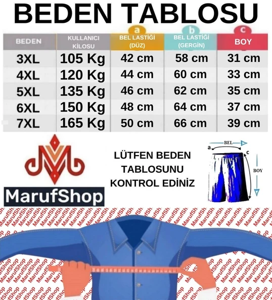 Büyük Beden Likralı Bambu Boxer / İndigo - Resim 5