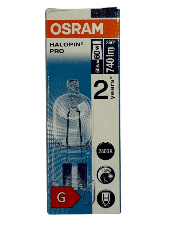 Osram Halopin Pro 50W (60W) 2800K (Sarı Işık) G9 Duylu Halojen Ampul ürün görseli 1
