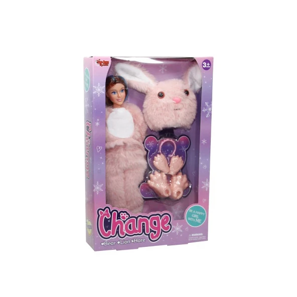 Vardem Change Oyuncak Pembe Tavşan Aksesuarlı 30 Cm Bebek 66838 ürün görseli 1