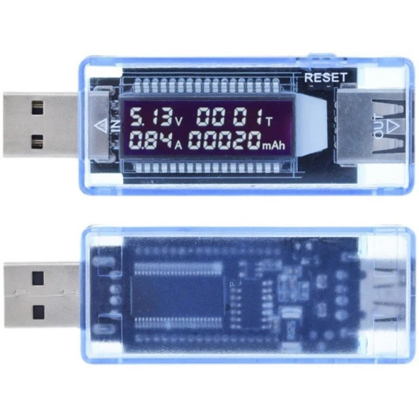 Keweısı KWS-V20 Led Ekranlı Usb Voltmetre Ampermetre Usb Sarj ve Kapasite Cihazı(3-9V 0-3A) ürün görseli 1