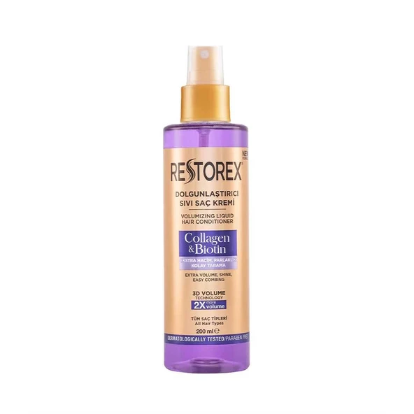 Restorex Collagen and Biotin Dolgunlaştırıcı Sıvı Saç Kremi 200ml ürün görseli 1