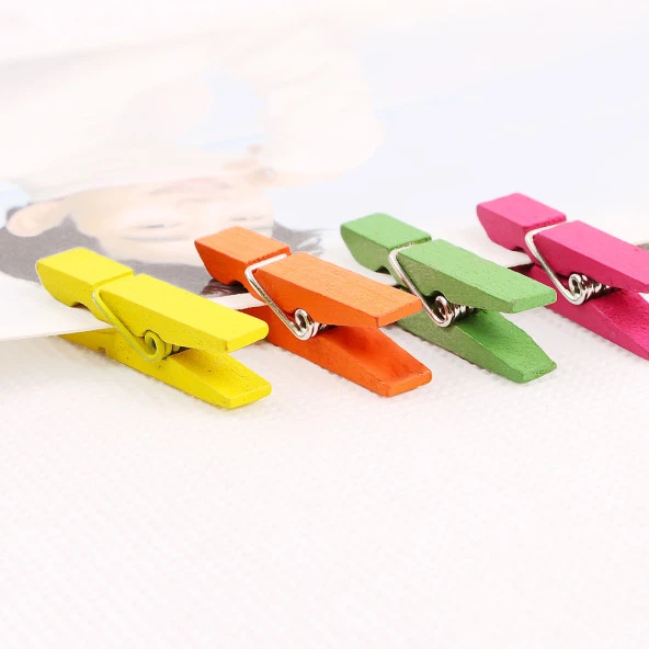 Mini Renkli Mandal 2.5 Cm Küçük Renkli Mandal 100 Adet Ahşap ürün görseli 1