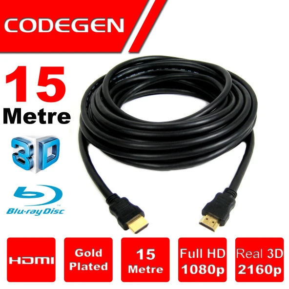 CODEGEN CPS150 15 Metre HDMI v1.4 ,, 3D, Ag Destekli, Altin Uçlu HDMI Kablo ürün görseli 1