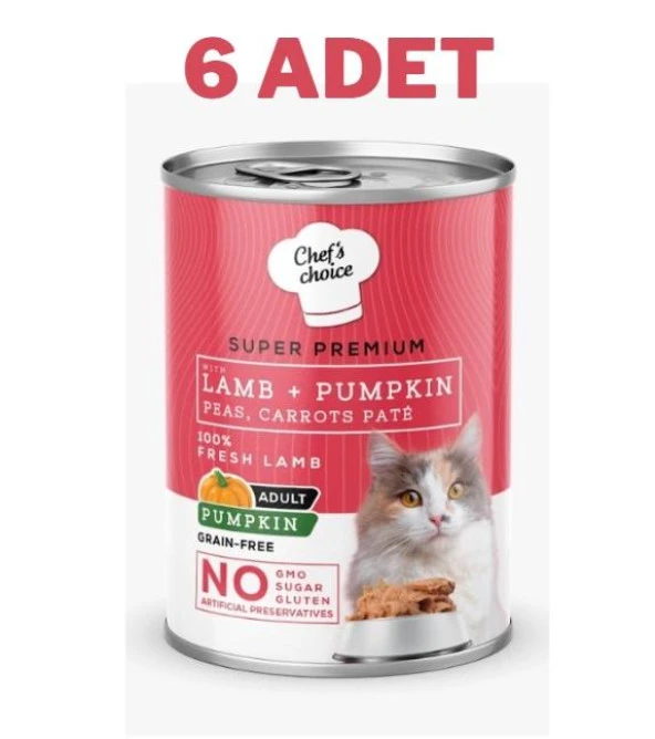 Chefs Choice Lamb Pumpkin Kuzulu Balkabaklı Pate Kedi Konservesi 6x400 Gr ürün görseli 1