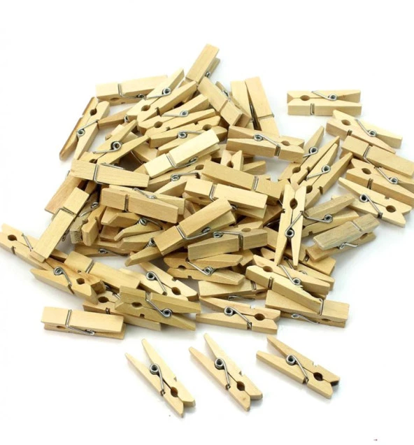 100'lü  Ahşap Mandal 2.5cm (10'lu Paket-1000 Adet) ürün görseli 1