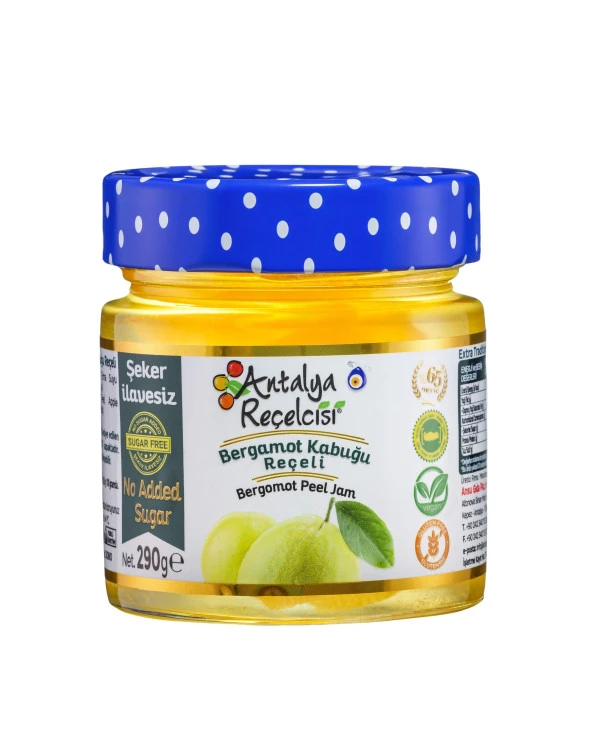 Antalya Reçelcisi Bergamot Kabuğu Reçeli 290g Rafine Şeker İlavesiz ürün görseli 1