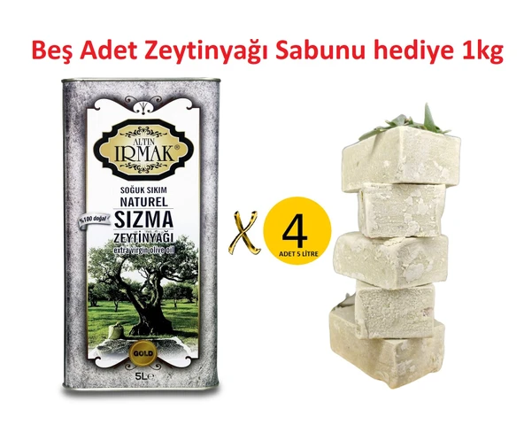 altın ırmak yeni sezon soğuk sıkım natürel sızma zeytinyağı 20 litre KAMPANYA:1kg zeytinyağı sabunu hediye ürün görseli 1