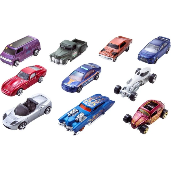 Hot Wheels 10'Lu Araba Seti (Karışık Model) - Resim 4