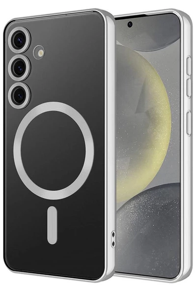 Galaxy S24 Plus Kılıf Magsafe Köşeleri Renkli Lüx Şeffaf Kamera Lens Korumalı ürün görseli 1