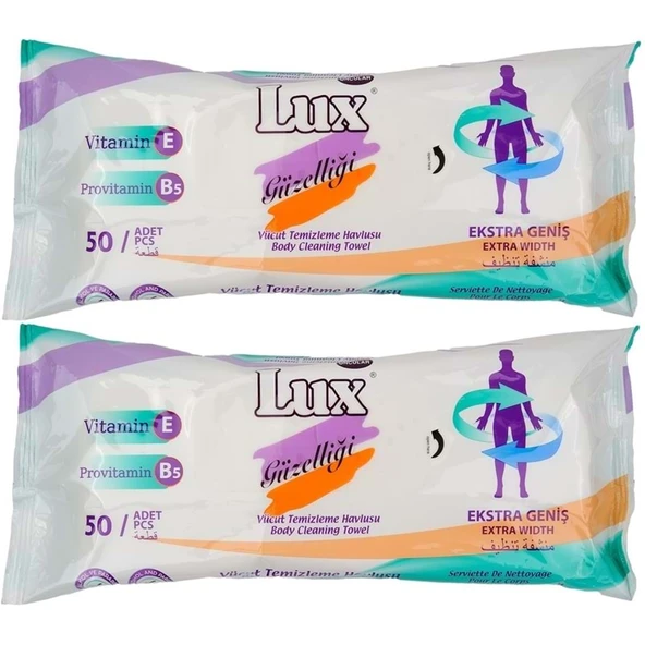 Lux Yetişkin Vücut Temizleme Islak Mendil Havlu 50 Yaprak XL (2 Li Set) ürün görseli 1