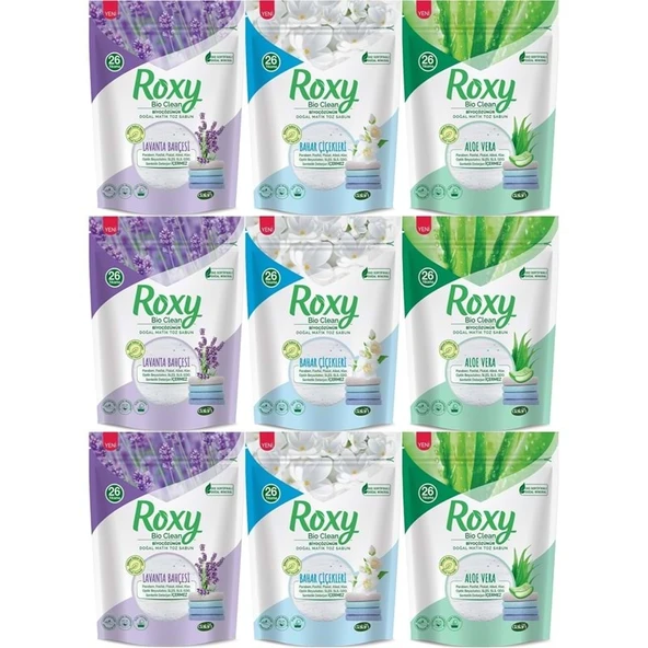 Dalan Roxy Bio Clean Matik Sabun Tozu 800GR Karma 9 Lu Set (Lavanta/Bahar/Aloe Vera) (234 Yıkama) ürün görseli 1