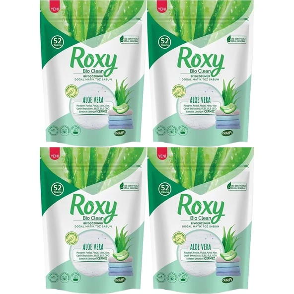 Dalan Roxy Bio Clean Matik Sabun Tozu 1.6Kg Aloe Vera (4 Lü Set) (208 Yıkama) ürün görseli 1