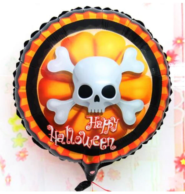 Halloween İskelet Kuru Kafa Folyo Balon 18 inç ürün görseli 1
