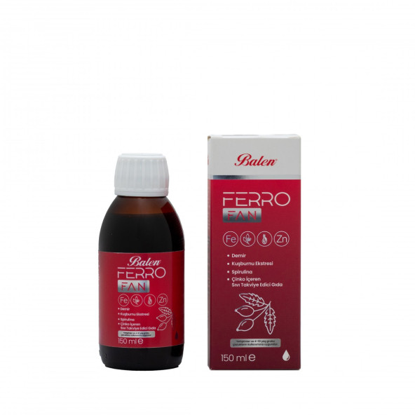 FERROFAN DEMİR, KUŞBURNU EKSTRESİ SPİRULİNA ÇİNKO İÇEREN ŞURUP 150 ML ürün görseli 1