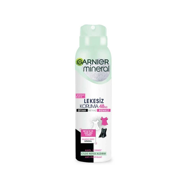 Garnier Mineral Lekesiz Koruma 48sa Siyah Beyaz Renkli Çiçeksi Koku Deodorant 150ml ürün görseli 1