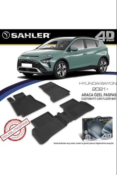 Sahler Hyundai Bayon 2021+  4.5D Havuzlu Paspas Siyah ürün görseli 1