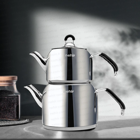 Nehir Modern Mini Çelik Çaydanlık Takımı ürün görseli 1
