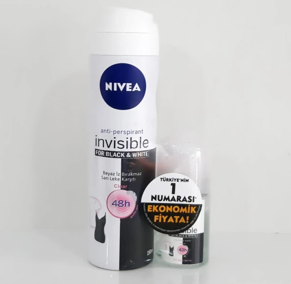 Nivea Deodorant Invisible Black White Clear Bayan 50 ml+ 25 ml Roll ürün görseli 1