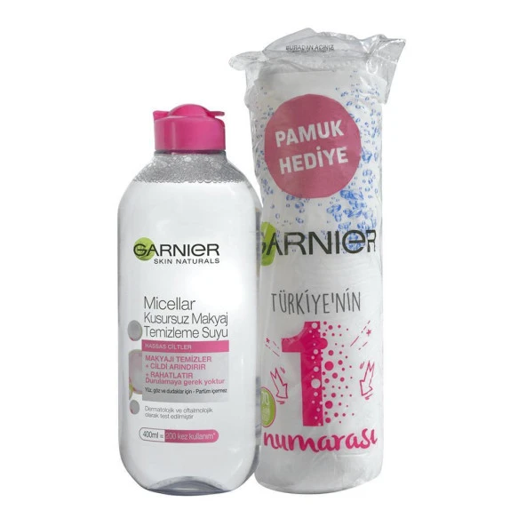 Garnier Micellar Kusursuz Makyaj Temizleme Suyu 400 Ml Hassas + 70 Li Disc Pamuk ürün görseli 1