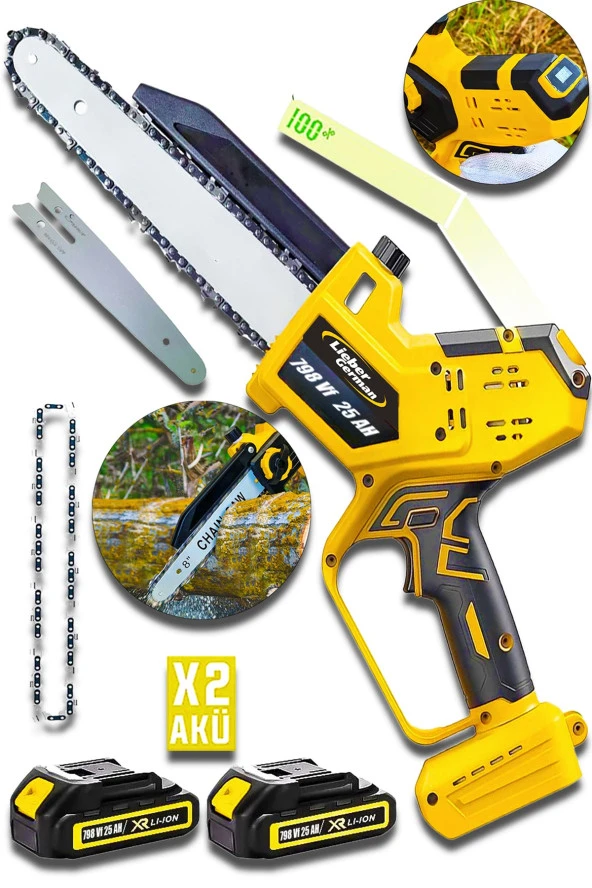 Lieber German LX Otomatik Yağlamalı 21V Dijital Göstergeli 20 Cm Dal Budama Kesme Makinesi ürün görseli 1