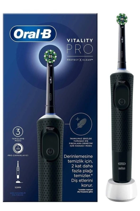 Oral-B D103 Vitality Pro Cross Action Şarjlı Diş Fırçası - Siyah ürün görseli 1