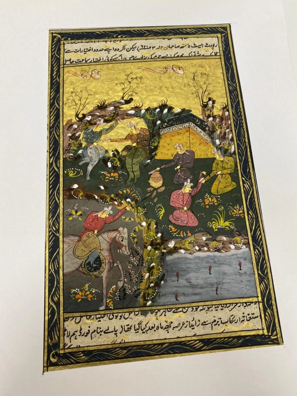 Kampta Yardımlaşma Temalı El Yapımı Minyatür Resim 28x17 cm ürün görseli 1