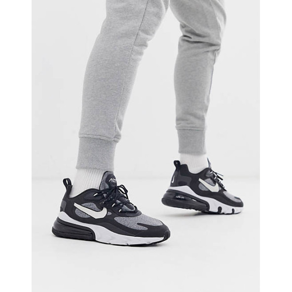 PTTAVM: Nike Air Max 270 React trainers in black and grey Spor