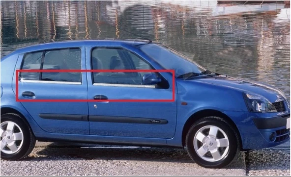Renault Clio Uyumlu 2 Cam Çıtası 4 Parça  Krom 1998-2008 ürün görseli 1