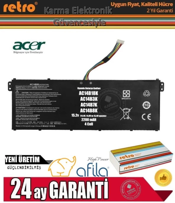 Acer Aspire ES1-572-31KW Notebook Batarya - Pili / Ver.2 - 4Cell / 15.2V ürün görseli 1