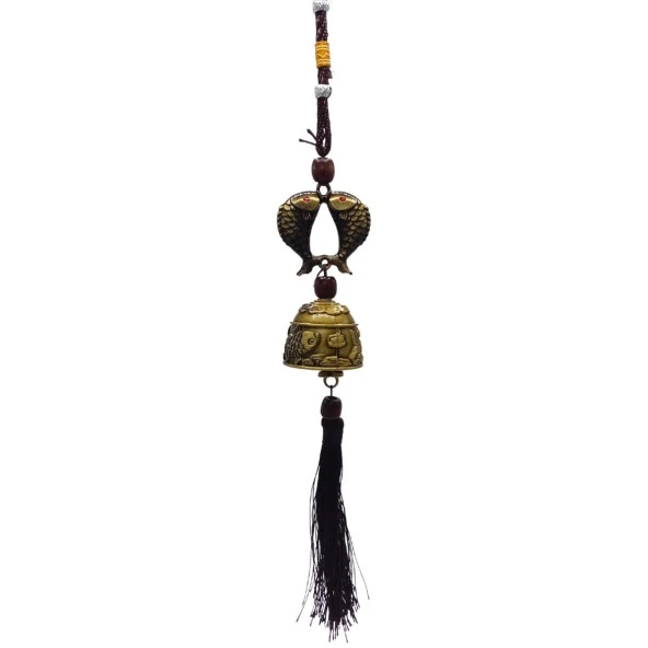 Çin Feng Shui Şans ve Bereket Metal Koi Balık Çan 35 cm ürün görseli 1